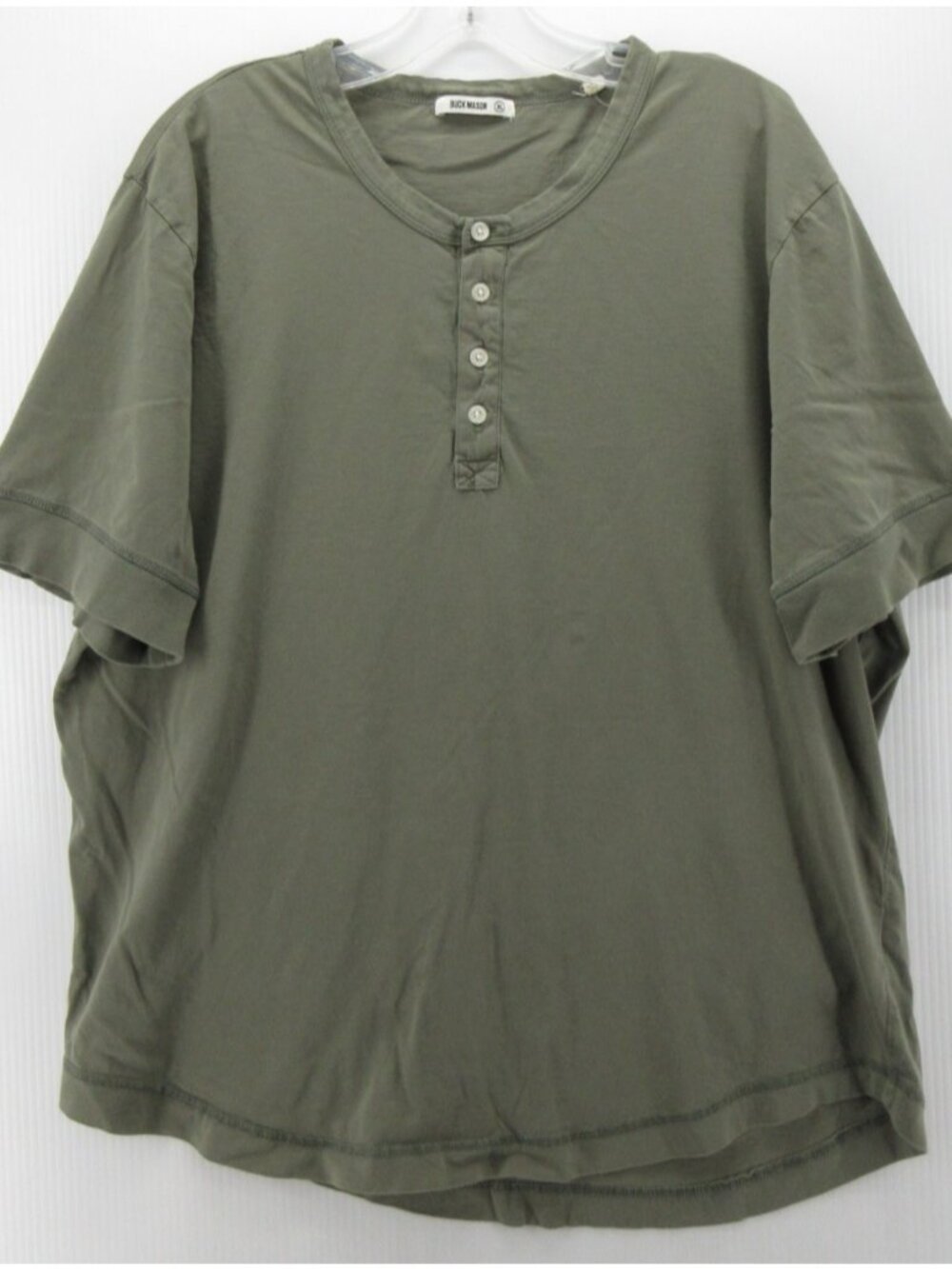 Buck Mason Shirt XL Olive Henley Pullover Blank Minimalist Classic *